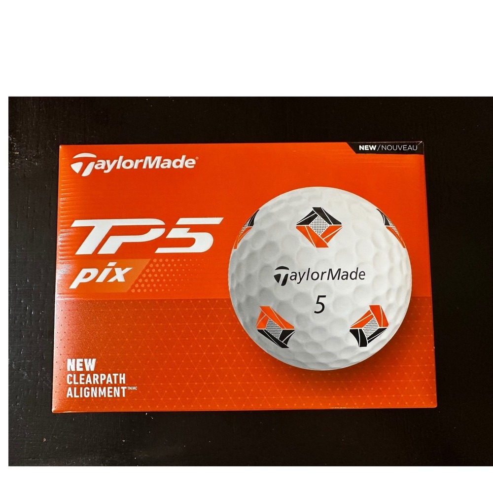 TaylorMade TP5 Pix Golf Balls White Orange Black ClearPath Alignment 1 Dozen NEW